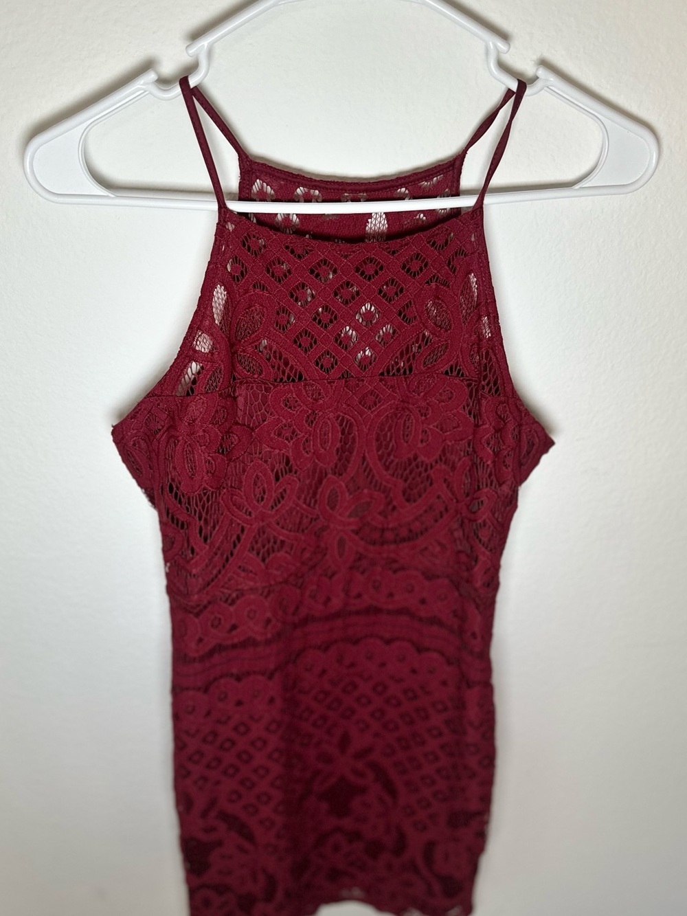 Express Burgundy Lace Halter Camisole